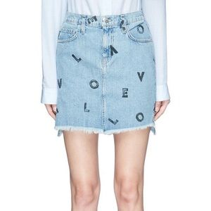 CURRENT/ELLIOTT  LOVE LETTERS DENIM SKIRT